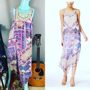 NWT NY Collection Boho Handkerchief Beaded Neck XL